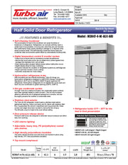 Turbo Air M3R47-4-N 51 3/4" Two Section Reach In Refrigerator, (4) Left/Right Hinge Solid Doors, 115v - Donut-Equipment.com
