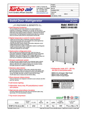 Turbo Air M3R72-3-N M3 Series 78" Solid Door Stainless Steel Reach-In Refrigerator - Donut-Equipment.com