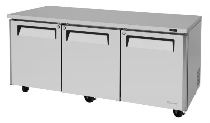 Turbo Air MUR-72-N 72 1/4" W Undercounter Refrigerator w/ 3 Sections & 3 Solid Doors - Donut-Equipment.com
