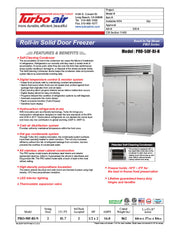 Turbo Air PRO-50F-RI-N 67" Premiere Pro Series Solid Door Roll-In Freezer - Donut-Equipment.com