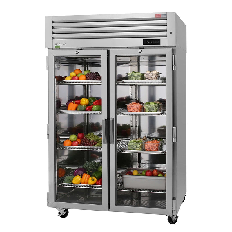 Turbo Air PRO-50R-G-N 51 3/4" Two Section Reach In Refrigerator, (2) Hinged Glass Doors, 115v - Donut-Equipment.com