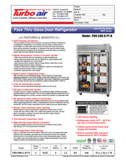 Turbo Air PRO-50R-G-PT-N 2 Section Glass Door Pass-Thru Refrigerator - Donut-Equipment.com