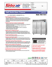 Turbo Air PRO-77-6F-N 78" Premiere Pro Series Solid Half Door Reach in Freezer - Donut-Equipment.com
