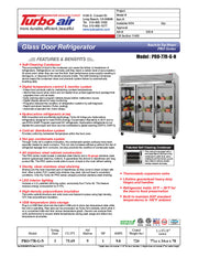 Turbo Air PRO-77R-G-N, 77 3/4" Three Section Reach In Refrigerator, (3) Left/Right Hinge Glass Doors, 115v - Donut-Equipment.com