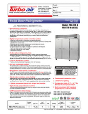 Turbo Air PRO-77R-N 78" Premiere Pro Series Solid Door Reach in Refrigerator - Donut-Equipment.com