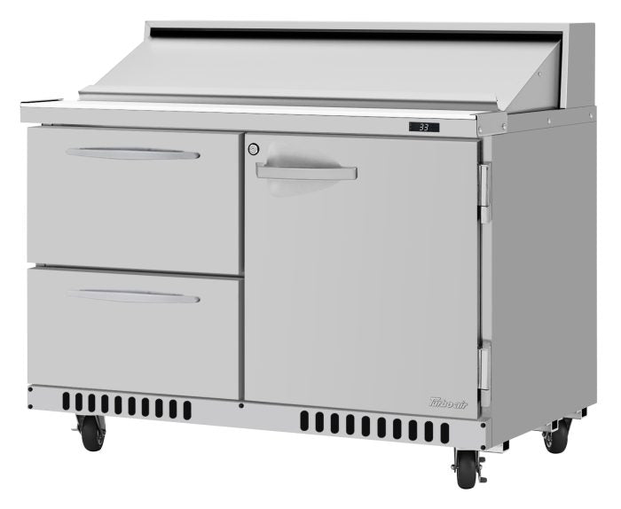 Turbo Air PST-48-D2R(L)-FB-N 27 1/2" PRO Series Sandwich/Salad Prep Table w/ Refrigerated Base - Donut-Equipment.com