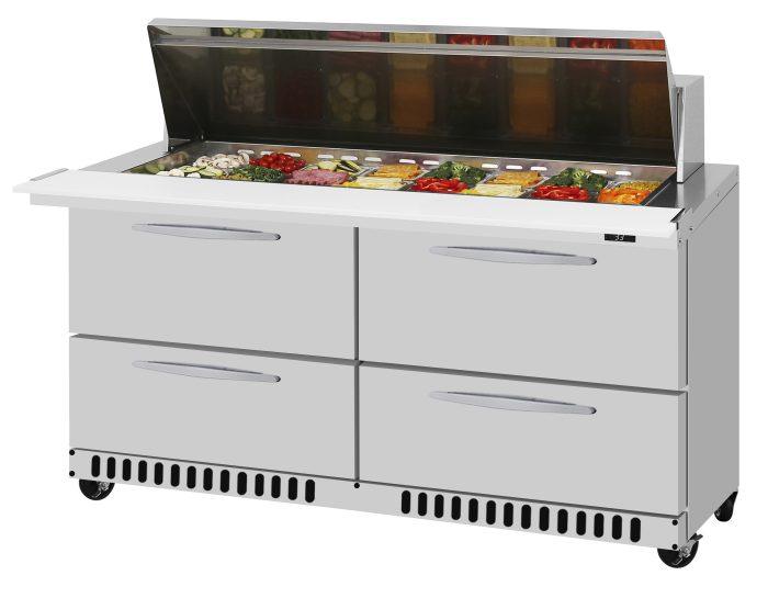 Turbo Air PST-60-24-D4-FB-N PRO Series Mega Top Sandwich/Salad Prep Table Front Breathing Airflow - Donut-Equipment.com