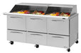 Turbo Air PST-72-30-D6-N-SL 72 5/8" PRO Series Mega Top Sandwich/Salad Prep Table w/ Refrigerated Base - Donut-Equipment.com