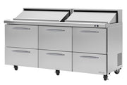 Turbo Air PST-72-D6-N 72 5/8" PRO Series Sandwich/Salad Prep Table w/ Refrigerated Base - Donut-Equipment.com