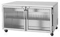 Turbo Air PUR-60-G-N 60 1/4" W Undercounter Refrigerator w/ 2 Sections & 2 Glass Doors - Donut-Equipment.com