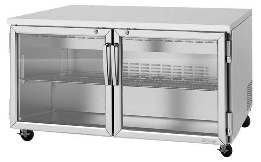 Turbo Air PUR-60-G-N 60 1/4" W Undercounter Refrigerator w/ 2 Sections & 2 Glass Doors - Donut-Equipment.com