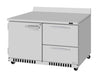 Turbo Air PWR-48-D2R(L)-FB-N 48 1/4" Worktop Refrigerator w/ (2) Sections, 2 Drawers & 1 Solid Door, Front Breathing - Donut-Equipment.com