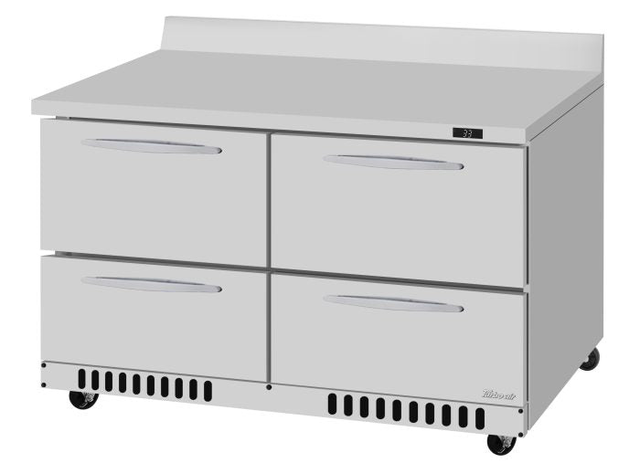 Turbo Air PWR-48-D4-FB-N 48 1/4" Worktop Refrigerator w/ (2) Sections, 4 Drawers, Front Breathing - Donut-Equipment.com