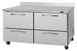 Turbo Air PWR-60-D4-N 60 1/4" Worktop Refrigerator w/ 2 Sections, 4 Drawers - Donut-Equipment.com