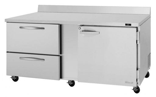 Turbo Air PWR-72-D2R-N 72 1/4" Worktop Refrigerator w/ 3 Sections, 2 Drawers & 1 Solid Door - Donut-Equipment.com