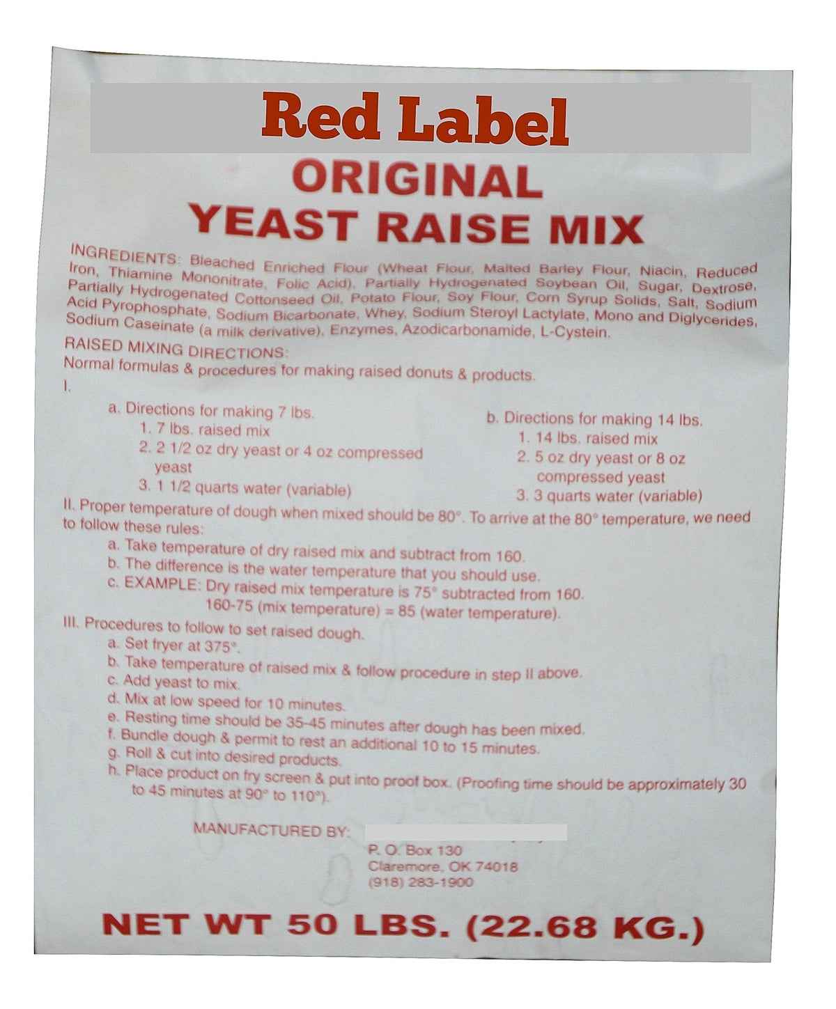 Rapid Rise Raised Donut Mix 50 Pound Bag - For orders over 200 pounds ...