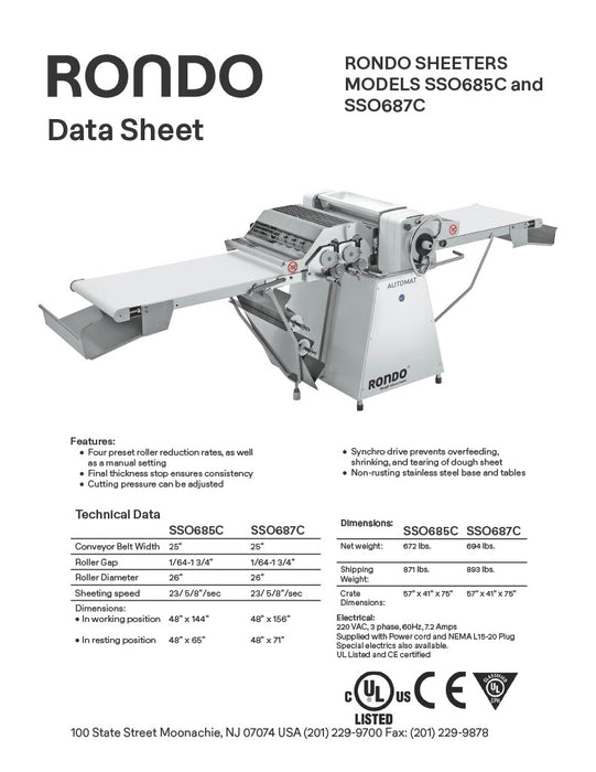 SSO 685C Automat Cutomat - Sheets and Cuts Donuts and other Pastries