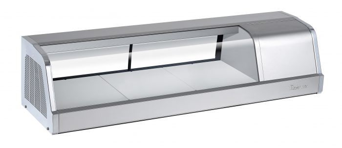 Turbo Air SAK-50R-N 50" Stainless Steel Curved Glass Refrigerated Display/Sushi Case - Right Side Compressor - Donut-Equipment.com