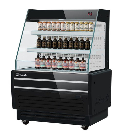 Turbo Air TBA37-50N-B 37" Black Horizontal Refrigerated Open Display Merchandiser w/ (2) Shelves, 115v - Donut-Equipment.com