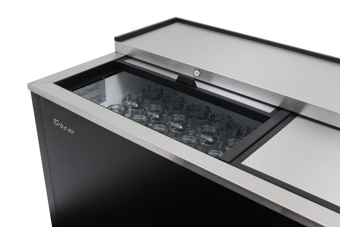 Turbo Air TBC-50SB-GF-N 50" 2-Section Glass Chiller – 140 Mug Capacity, Black, 115v - Donut-Equipment.com