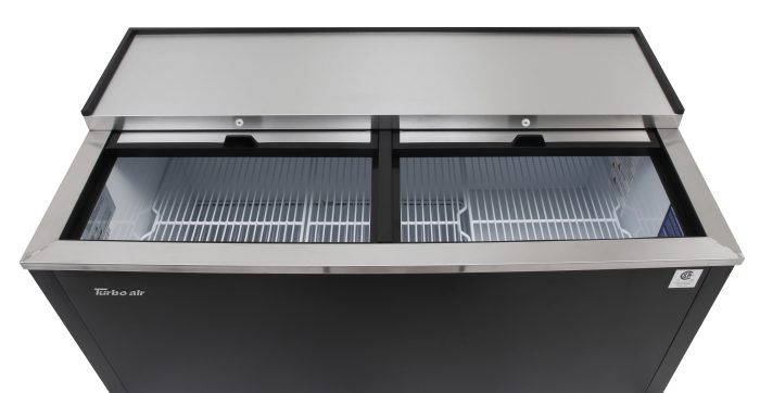 Turbo Air TBC-50SB-GF-N 50" 2-Section Glass Chiller – 140 Mug Capacity, Black, 115v - Donut-Equipment.com