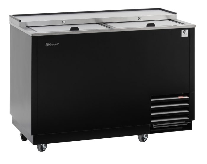 Turbo Air TBC-50SB-GF-N 50" 2-Section Glass Chiller – 140 Mug Capacity, Black, 115v - Donut-Equipment.com