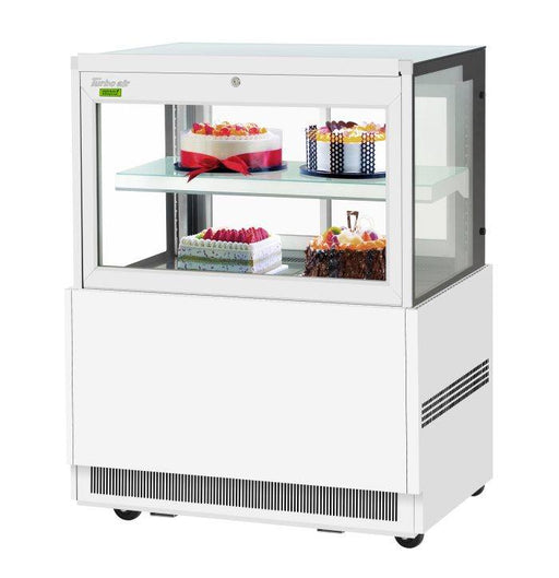 Turbo Air TBP36-46FN-W 35-3/8" Straight Glass Refrigerated Bakery Display Case, 2 Levels, White Exterior, 115v - Donut-Equipment.com
