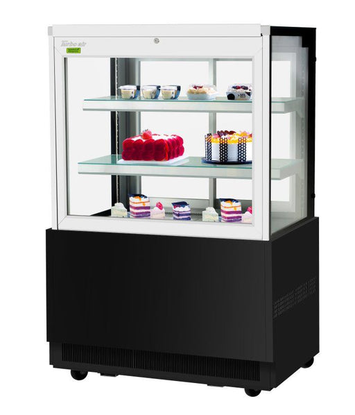 Turbo Air TBP36-54FN-B 35-3/8" Straight Glass Refrigerated Bakery Display Case, 3 Levels, Black Exterior, 115v - Donut-Equipment.com