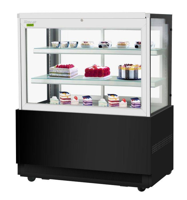 Turbo Air TBP48-54FN-B 47-1/4" Straight Glass Refrigerated Bakery Display Case, 3 Levels, Black Exterior, 115v - Donut-Equipment.com