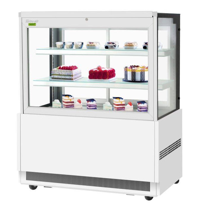 Turbo Air TBP48-54FN-W 47-1/4" Straight Glass Refrigerated Bakery Display Case, 3 Levels, White Exterior, 115v - Donut-Equipment.com