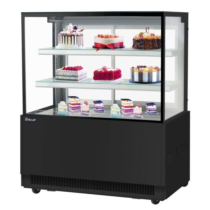 Turbo Air TBP48-54NN-B 47" Straight Glass Full-Service Refrigerated Bakery Display Case, 3 Levels, Black Exterior, 115v - Donut-Equipment.com