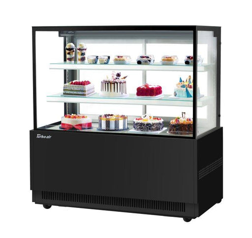 Turbo Air TBP60-54NN-B 59" Straight Glass Full-Service Bakery Display Case, 3 Levels, Black Exterior, 115v - Donut-Equipment.com