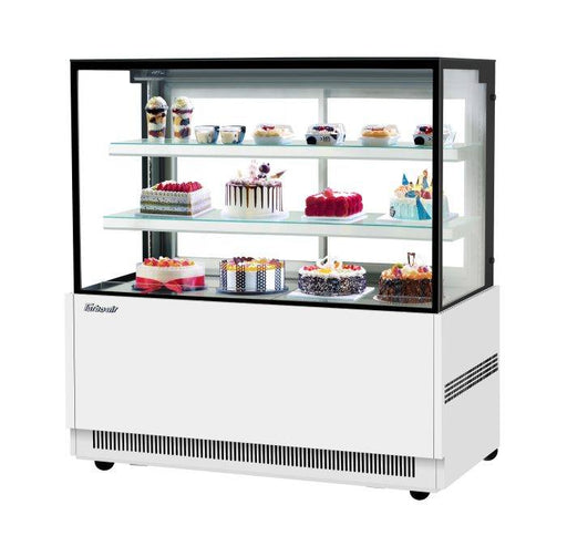 Turbo Air TBP60-54NN-W 59" Straight Glass Full-Service Bakery Display Case, 3 Levels, White Exterior, 115v - Donut-Equipment.com