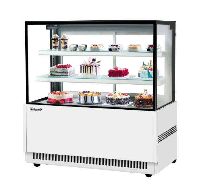 Turbo Air TBP60-54NN-W 59" Straight Glass Full-Service Bakery Display Case, 3 Levels, White Exterior, 115v - Donut-Equipment.com