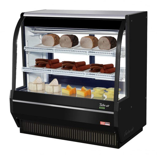Turbo Air TCDD-48H-B-N 48" Curved Glass Full-Service Deli Display Case, 3 Levels, Black Exterior, 115v - Donut-Equipment.com