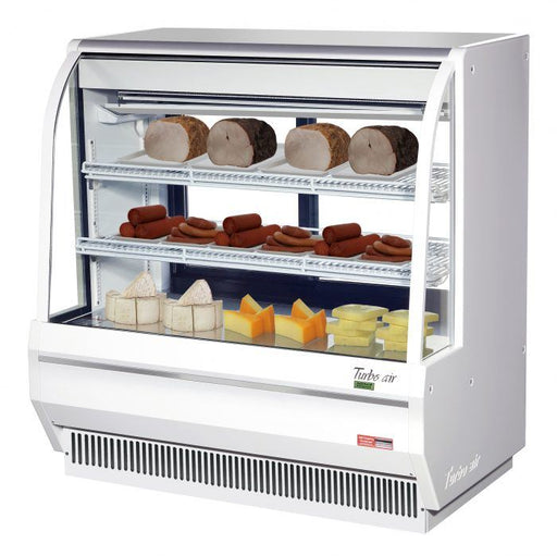 Turbo Air TCDD-48H-W-N 48" Curved Glass Full-Service Deli Display Case, 3 Levels, White Exterior, 115v - Donut-Equipment.com