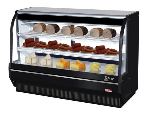 Turbo Air TCDD-72H-B-N 72" Curved Glass Full-Service Deli Display Case, 3 Levels, Black Exterior, 115v - Donut-Equipment.com