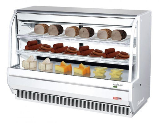Turbo Air TCDD-72H-W-N 72" Curved Glass Full-Service Deli Display Case, 3 Levels, White Exterior, 115v - Donut-Equipment.com