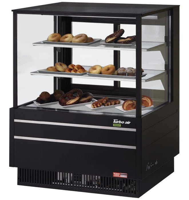 Turbo Air TCGB-36UF-DR-B 36" Straight Glass Full-Service Dry Bakery Display Case, 3 Levels, Black Exterior, 115v - Donut-Equipment.com