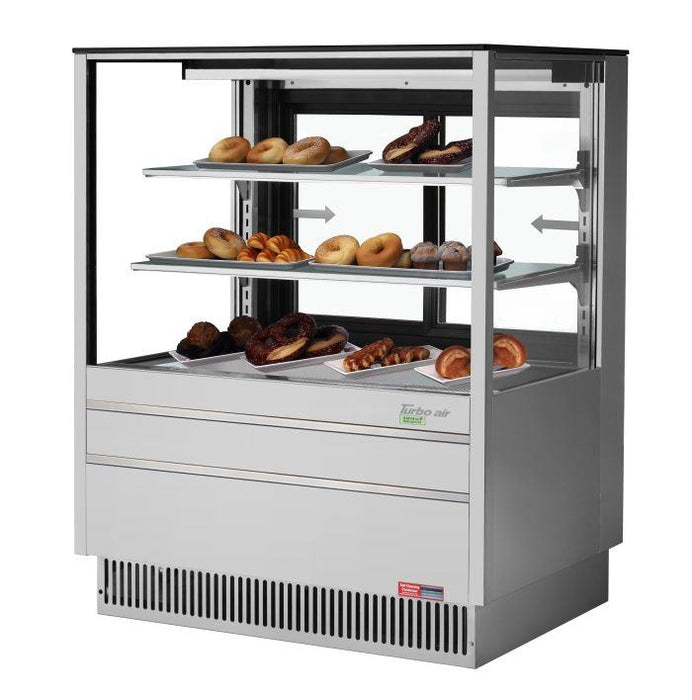 Turbo Air TCGB-36UF-DR-S 36" Straight Glass Full-Service Dry Bakery Display Case, 3 Levels, Stainless Steel Exterior, 115v - Donut-Equipment.com