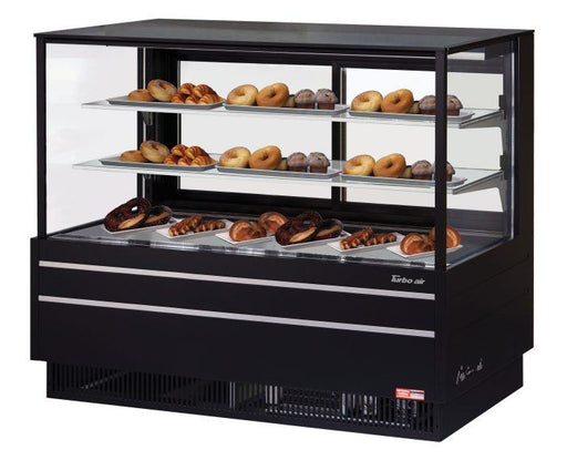 Turbo Air TCGB-60UF-DR-B 60" Straight Glass Full-Service Dry Bakery Display Case, 3 Levels, Black Exterior, 115v - Donut-Equipment.com