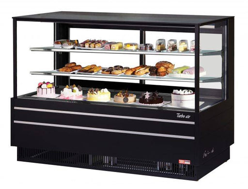 Turbo Air TCGB-72UF-B-N 72-1/2" Refrigerated Straight Glass Full-Service Bakery Display Case, 3 Levels, Black Exterior, 115v - Donut-Equipment.com