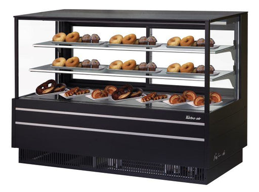 Turbo Air TCGB-72UF-DR-B 72" Straight Glass Full-Service Dry Bakery Display Case, 3 Levels, Black Exterior, 115v - Donut-Equipment.com