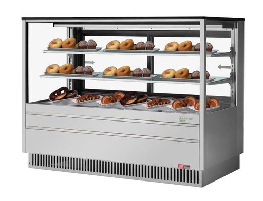 Turbo Air TCGB-72UF-DR-S 72" Straight Glass Full-Service Dry Bakery Display Case, 3 Levels, Stainless Steel Exterior, 115v - Donut-Equipment.com