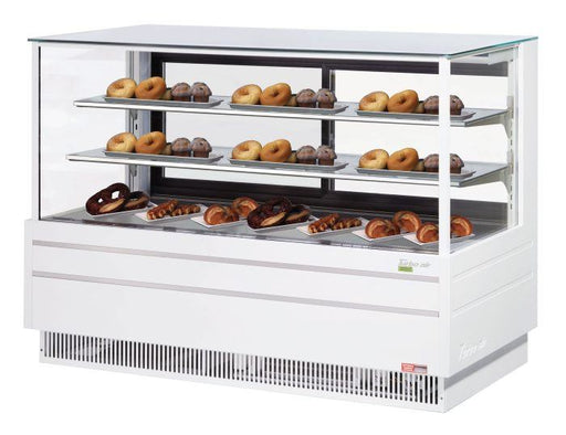 Turbo Air TCGB-72UF-DR-W 72" Straight Glass Full-Service Dry Bakery Display Case, 3 Levels, White Exterior, 115v - Donut-Equipment.com
