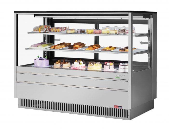 Turbo Air TCGB-72UF-S-N 72-1/2" Refrigerated Straight Glass Full-Service Bakery Display Case, 3 Levels, Stainless Steel Exterior, 115v - Donut-Equipment.com