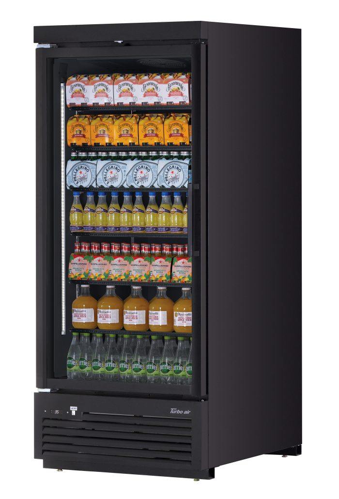 Turbo Air TJMR-30SDB-N 36 5/8" Black Super Deluxe One Section Glass Door Merchandiser, 115v - Donut-Equipment.com
