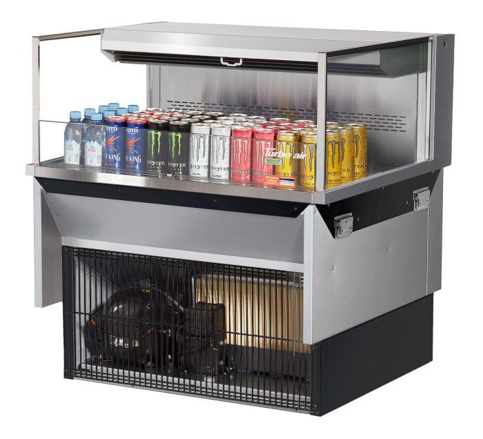 Turbo Air TOM-36L-UF-S-1SI-N 36 7/8" Stainless Steel Drop-In Refrigerated Open Display Case Merchandiser – (1) Level, 115v - Donut-Equipment.com
