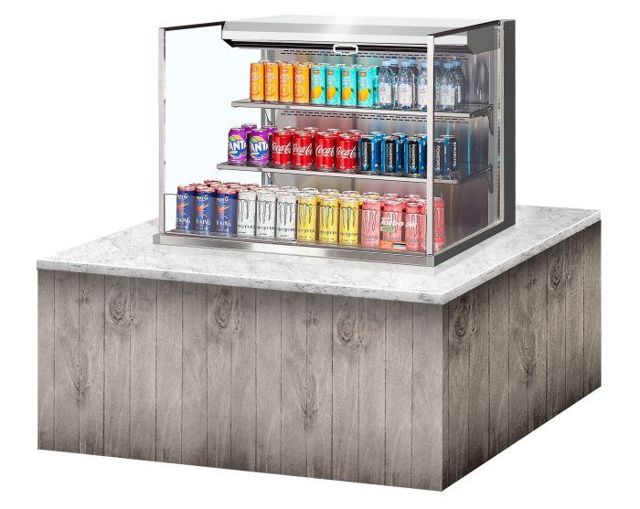 Turbo Air TOM-36L-UF-S-3SI-N 36" Stainless Steel Drop-In Refrigerated Open Display Case Merchandiser – (3) Levels, 2 Shelves, 115v - Donut-Equipment.com