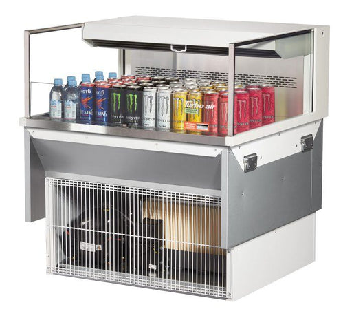 Turbo Air TOM-36L-UF-W-1SI-N 35 7/8" Drop-In Horizontal Open Air Cooler w/ (1) Level – White Exterior, 115v - Donut-Equipment.com